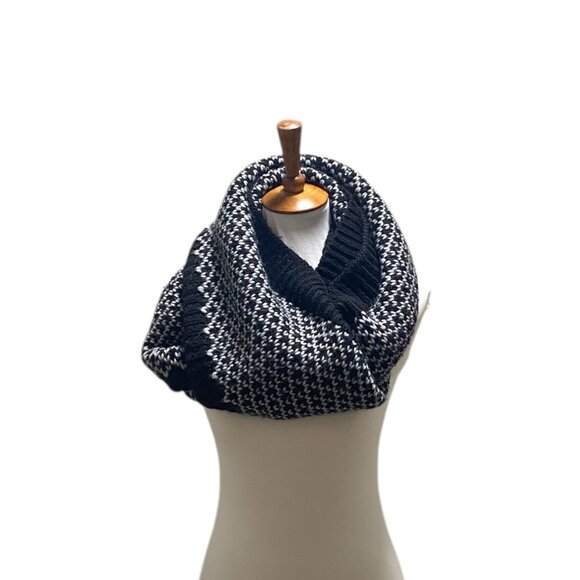 Lululemon Infinity Mad Fair Isle Scarf Silver Slate/Black One Size Winter Boho - Picture 3 of 14